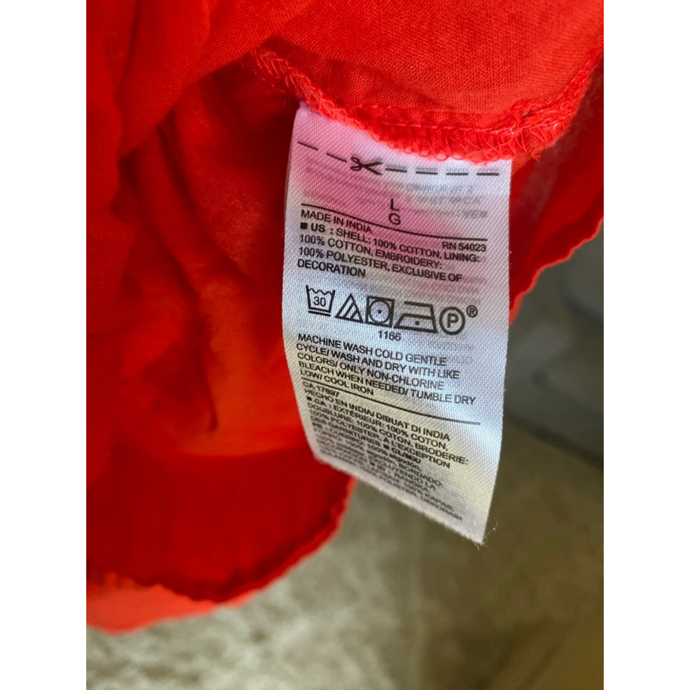 Old Navy Red Cotton Dress Midi Boho Embroidered Boho Peasant Cottagecore Summer - Picture 6 of 7